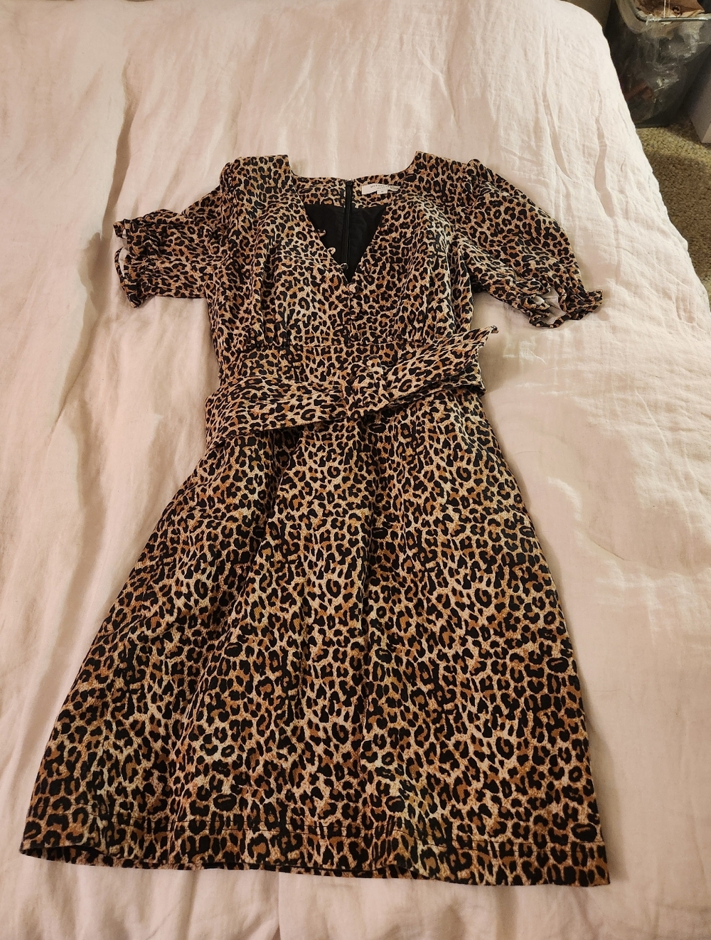 Marissa Webb Black and Tan Leopard Dress Sz 0